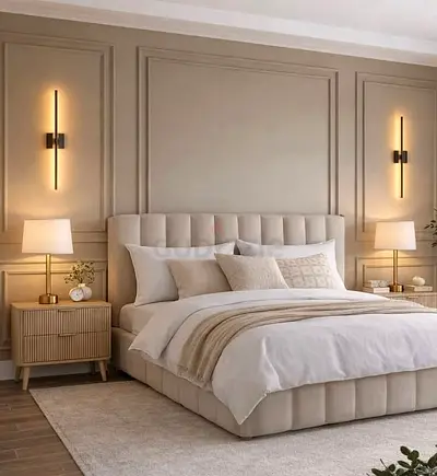 Customised Modern Upholstered Bed with optional matching night stand