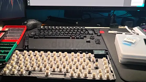 Partially Assembled Mechanical Keyboard PCB with Hot-Swap Sockets