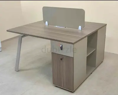 Modern 2-Person Office Workstation Desk with Storage and Divider