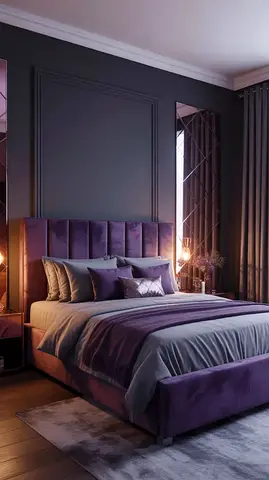 Modern Purple Velvet Upholstered Bed Frame