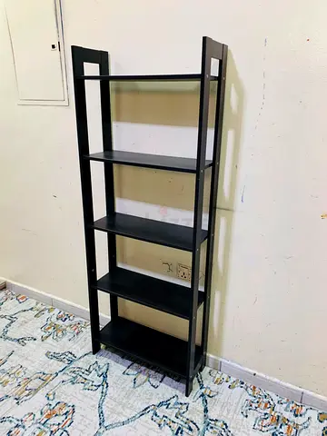 Black 5-Tier Narrow Bookcase / Shelving Unit - Good Condition