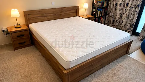 King Size Wooden Bedroom Set with Mattress, Nightstands and Dresser (Moving Sale)