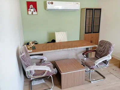 Office Desk Set with Visitor Chairs, Cabinet, coffee table,