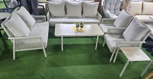 Outdoor 7seater Lounge Set with Cushions - Light grey