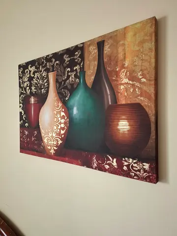 Framed Wall Art Canvas with Decorative Vases Design