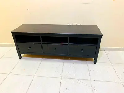 Black wooden TV console / media unit with storage drawers