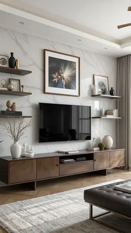 Modern Wooden Entertainment Center and TV Unit