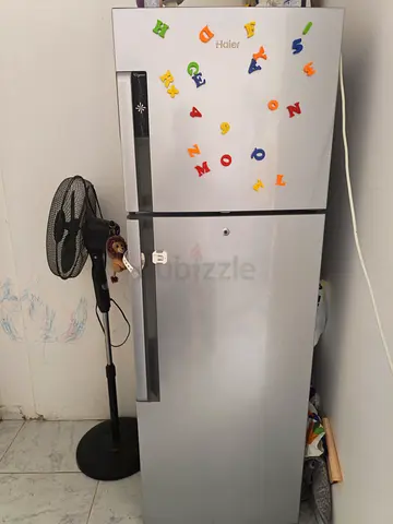Haier Silver Double Door Refrigerator - Good Working Condition/ثلاجه
