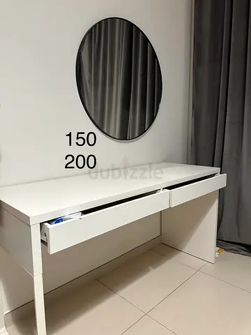 White IKEA desk with drawers - sturdy and clean