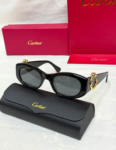 Cartier Black Panthère Cat-Eye Sunglasses