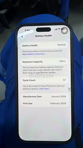 iPhone with 100% Battery Health, Used Feb 2026 - Good Condition
