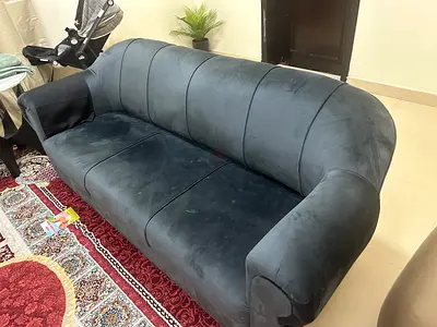 3-seater grey velvet sofa in light used condition