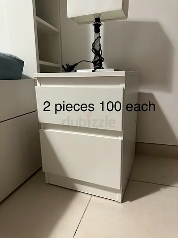 White 2-drawer bedside cabinet / nightstand - 2 pieces available