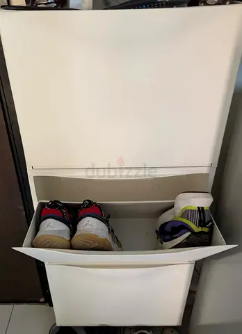 IKEA Slim White 3-Tier Shoe Cabinet - Space-Saving Entryway Organizer