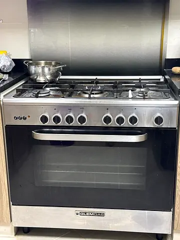 Italian Glemgas Stainless Steel Gas Range with Large Oven