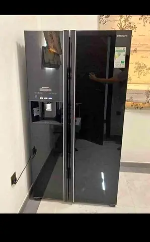 Hitachi Side-by-Side Refrigerator with Water Dispenser - Black Glass ice maker good working conditio