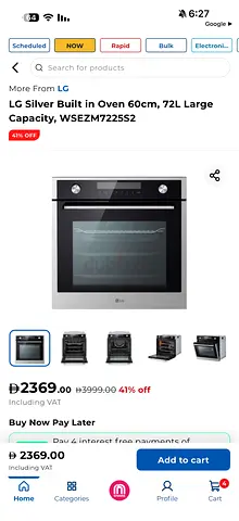 LG Silver Built-in Electric Oven 60cm, 72L (Model WSEZM7225S2)