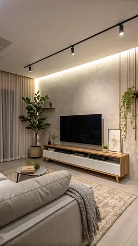Modern Wooden and White TV Unit for Living Room