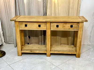 Pottery barn Solid Wood Console Table with Two Drawers and Lower Shelf