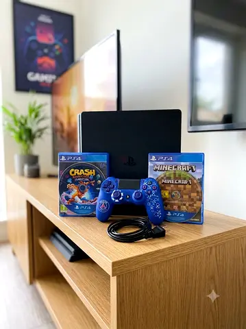 للبيع PS4 Slim بحجم 1 تيرابايت (1TB) نظيف + يد أصلية ولعبتين من الأقوى! 🎮🔥 For sale: PS4 Slim, 1TB