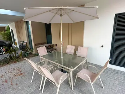 Outdoor family table with chairs