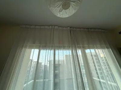 White Sheer Curtains + Night Curtains + Rails
