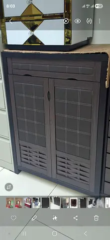 Compact Grey Wooden Storage Cabinet with Drawers