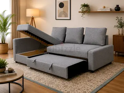 Heavy-Duty Hydraulic Sofa Bed – Durable build, washable fabric, spacious storage, easy pull-out mech