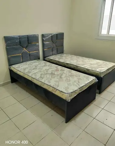Pair of Single Beds with Headboards and Mattresses - Good Condition