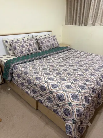 King size bed set with matching side drawers and dressing table