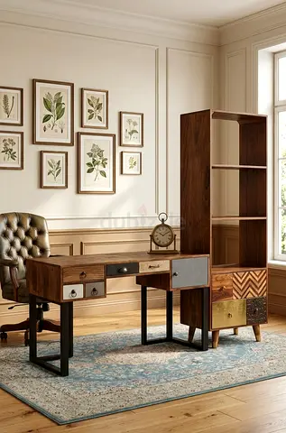 Stylish home office desk with built-in drawers to keep books, documents, and accessories neatly orga