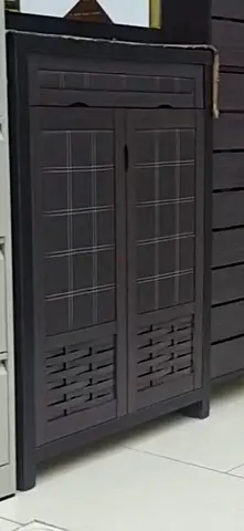 Dark Wood Tall Cabinet / Wardrobe - Compact Storage Unit