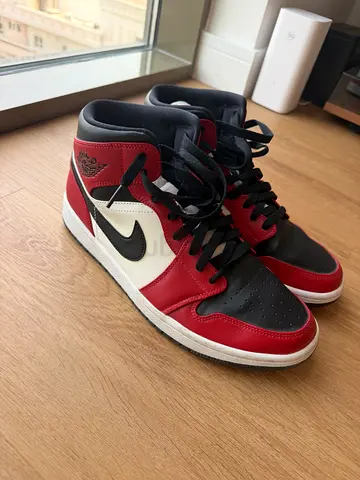 Used Nike Air Jordan style high-top sneakers - black/red/white, size US10