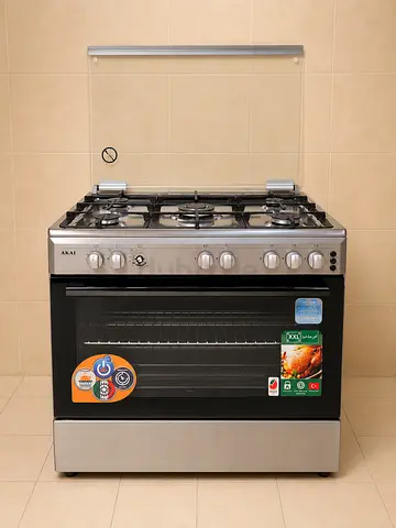 AKAI Stainless Steel Gas Cooker with Oven - 5 Burners