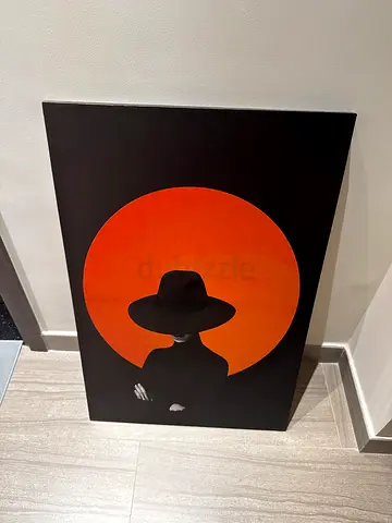 Large Minimalist Canvas Wall Art – Orange Circle Silhouette