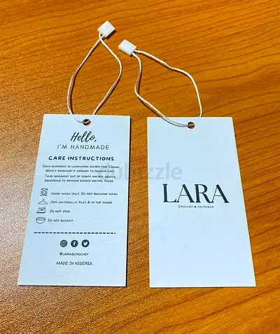 LARA clothing hang tags - Handmade brand labels (pair)