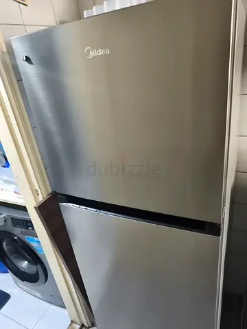 Midea 2-Door Top Freezer Refrigerator - Stainless Steel Finish, Good Condition