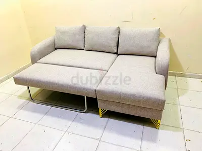 Light Grey 3-Seater Sofa Bed with Chaise - Good Condition