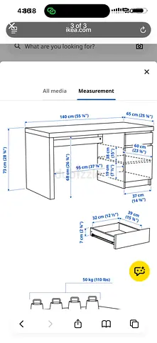 White IKEA desk with drawers - simple computer/work desk
