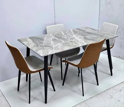 Brand New furnitures Modern 4-Seater Marble-Top Dining Table with Chairs