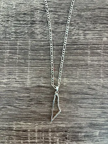 Custom 925 Sterling Silver Palestine Map Pendant Chain