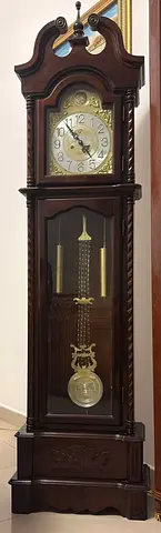 Vintage Wooden Grandfather Pendulum Clock - Fully Functional