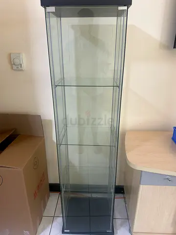 2 - Tall Glass Display Cabinet with Shelves