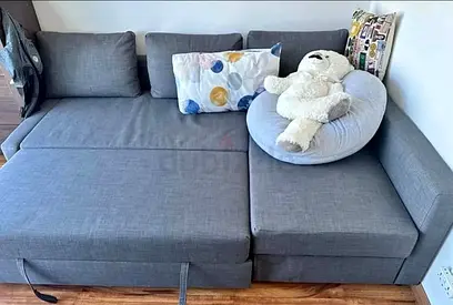 Comfortable Gray 3-Seater Sofa Bed with Storage Chaise