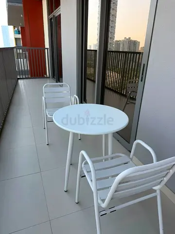 White Outdoor Balcony Table and 2 Chairs Set - Good Condition