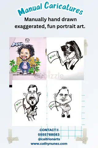 Hand-drawn Caricature Portraits — Custom Personalized Art (Various Styles)