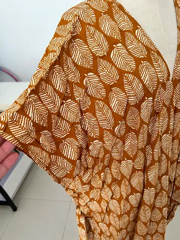 Brown patterned women’s long cover up/robe with belt, free size