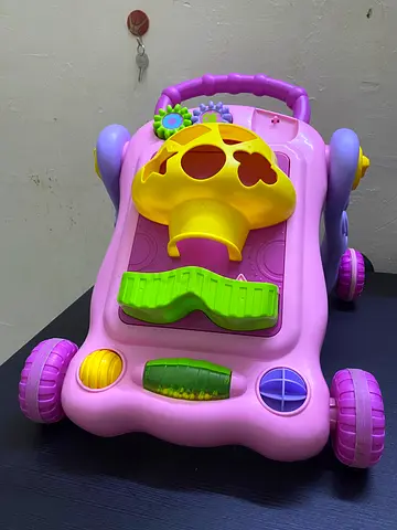 Pink Baby Activity Walker with Shape Sorter and Rolling Toys