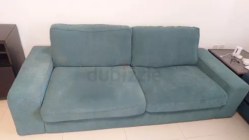 3-seater teal fabric sofa, good condition