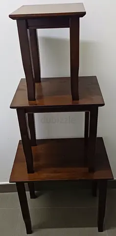 Set of 3 Nesting Wooden Side Tables - Dark Brown